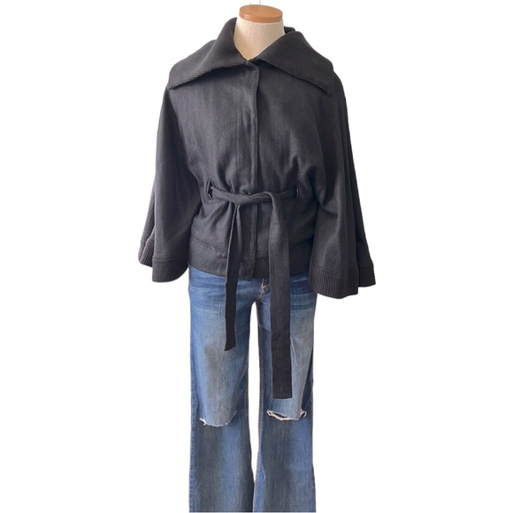 Free People 'Olmstead' Wool Belted Cape Coat, Black, Small - Picture 4 of 16